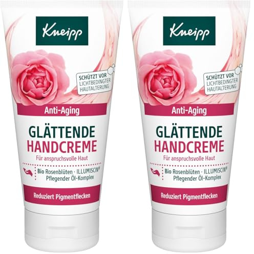 Kneipp Glättende Handcreme Anti Aging - Für anspruchsvolle Haut - Reduziert Pigmentflecken - Schützt vor lichtbedingter Hautalterung - 50 ml (Packung mit 2)