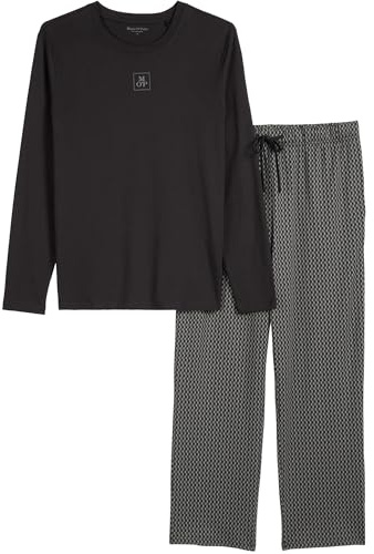 Marc O'Polo Herren Pyjama Mix N Match Cotton - Black/black print - Größe XL