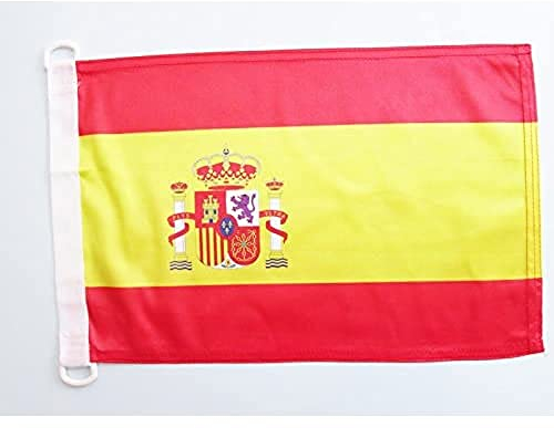 AZ FLAG - Drapeau Espagne - 45x30 cm - Pavillon Nautique Espagnol Spécial Bateau Et Extérieur En Maille Bloquée Avec Anneaux Plastiques Intégrés - 30g