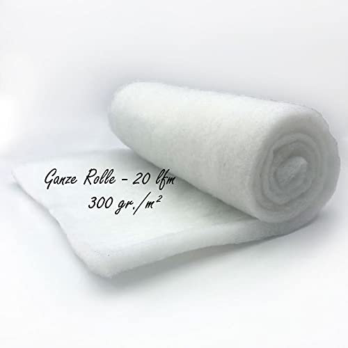 Neumann Handelsvertrieb Ouate de rembourrage non tissée - 1,6 m de large - Rouleau entier (300 g/m² - 20 mètres courants)