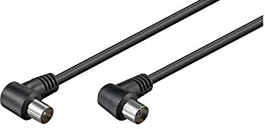 Goobay 11526 Cavetto Coax Antenna ad Angolo Coassiale (<70 dB), Schermatura Doppia, Nero, 2.5 m Lunghezza del Cavo