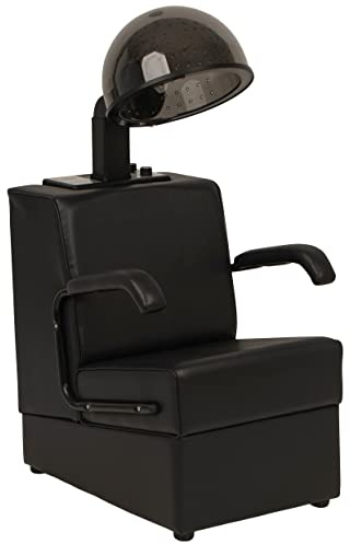 Buy-Rite Kate Professional Hair Dryer & Chair Combo, 980W Hooded Salon Hair Dryer with Timer, 4 Temp Settings, Removable Arms & Wood Frame Chair, Commercial Use, Black, OD-431HL-1500