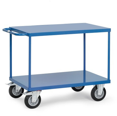 Fetra Transportgeräte mtpid403b F 501 Wagen mit Tablett, 2 Etagen, Regal 270 mm, 900 mm, 1200 mm x 800 mm Plattform, 600 kg Belastung, 200 mm Rollen Durchmesser