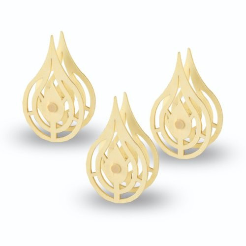SIKORA Kerzenaufstecker Flamme 3er Set für Schwibbogen - Kerze - Kerzenaufstecker-Set - Weihnachtsdeko, 3er Set, Holz, Innen-Außen, Unparfümiert, Batteriefrei