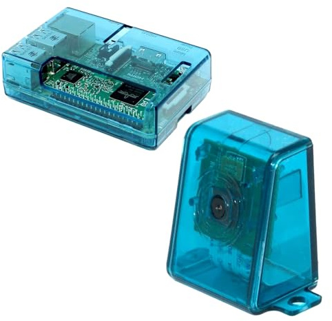 SB Components Blue Transparent Case for Raspberry Pi 3 B+ & Raspberry Pi 2 Model B with Blue Camera Case