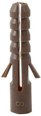 Maxifix 100PC 8MM Brown Plastic Wall Plugs - Compatible with Screw Sizes 10 – 12 – 14, 4.5mm-6.00mm, Ideal for Masonry, Brick, and Concrete, Requires 8.00mm Drill Size for Secure and Reliable Fixing