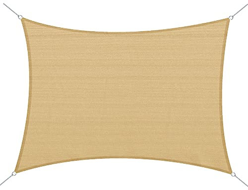 Outsunny Voile d'ombrage rectangulaire 4x6m Toile ombrage extérieur Protection Anti-UV 185g/m² HDPE, pour Jardin terrasse extérieur Patio Piscine Balcon, Sable