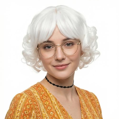 STfantasy Perücke weiße 20er Perücke weibliche Anime Cosplay Damen Claus Kostüm Party Halloween Karneval Kostüm Perücke
