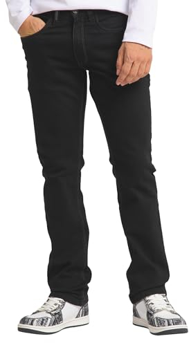 Carlo Colucci Herren Stretch 5-Pocket Trend Jeans Hose Mod. Enrico, Regular Gerade (40/30, 7293 Black Denim)