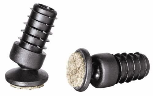 4 Patins de chaise avec joint et feutre, pour tubes ronds d'une épaisseur de paroi de 1,5-2 mm, angle d'inclinaison maximal de 25°.