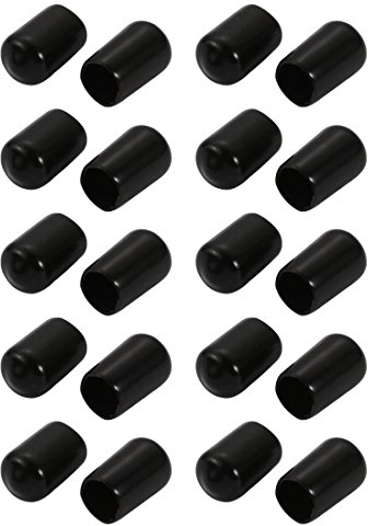 sourcing map 20Stk. Vinyl Schraube Endkappe PVC Gewinde Schutz Schwarz Innerer Dmr 8mm