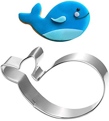 Lazeny 2x Cartoon Tier Ausstechformen Edelstahl 3D Ausstecher Set Keksausstecher Plätzchen Keks Schimmel Plätzchenformen Keksform Ausstecher Sandwich Toast Brot Form Cutter Backen Küche Zubehör-Wal