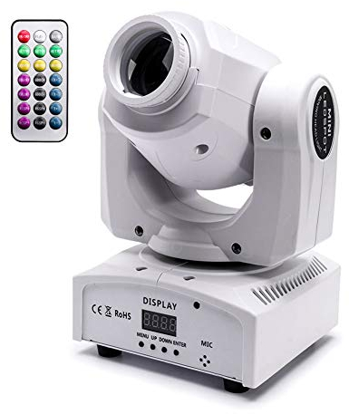 UKing 50W LED Moving Head with Fernbedienung Discolicht DMX Lichteffekte Partylicht 8 GOBO 8 Farben DJ Licht 9/11 Kanäle für Bar Club Bühnenlicht (Weiß)