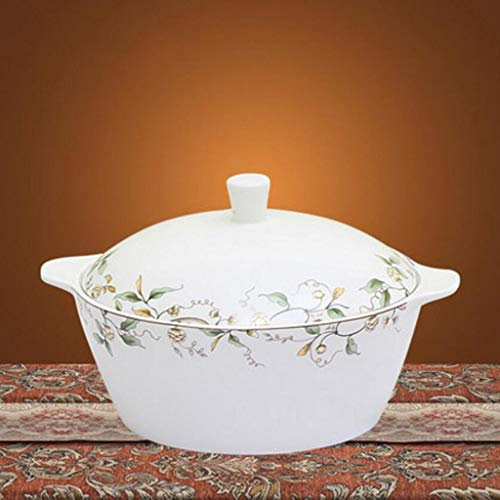 Dishware Chinese Style Large Ceramic Soup Bowl European 9 Inch With Cover Bone China Soup Pot Dish Boiled Fish Bowl (Color : C)