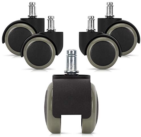 kwmobile Navaris Ruedas para Silla de Oficina de 10 mm - Set de 5 Ruedas de 50 mm de diámetro - Ruedas de Repuesto giratorias de plástico Duro - Gris