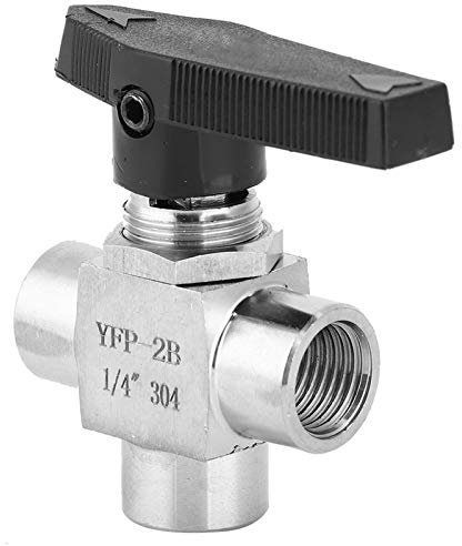 3-Wege Kugelhahn Edelstahl BSPP geschlossen mit Griff für Luftschlauch Wassergas BSPP 1/4 Drehkugelhahn 304