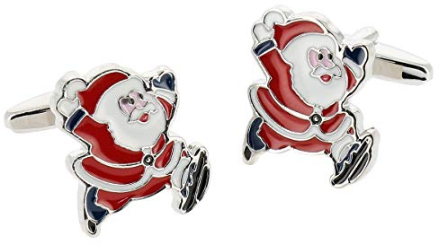 SHIPITNOW Weihnachten Manschettenknöpfe - Rot und Weiß Weihnachtsmann Manschettenknopf - Herren Heiligabend Manschettenknöpfe - Paarweise verkauft