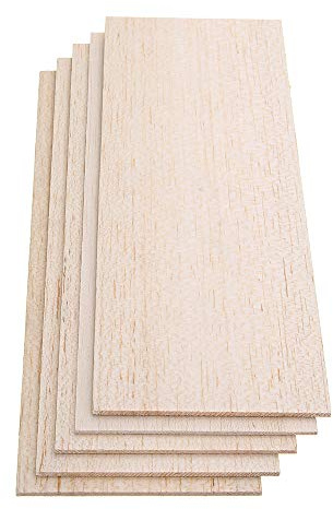 CCChaRLes 310 x 100 mm, 5 unidades, hoja de madera, 7 espesores, placa de madera ligera, para bricolaje, avión barco casa modelo - 5 mm