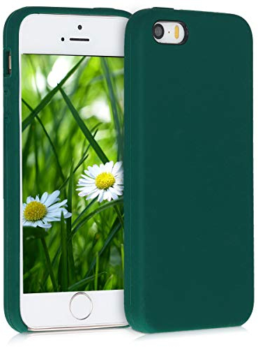 kwmobile Housse Compatible avec Apple iPhone SE (1.Gen 2016) / iPhone 5 / iPhone 5S Coque - Housse de téléphone Protection Souple en TPU Silicone - Vert Bouteille