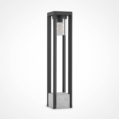 Lucande Außenleuchte Kalisa (spritzwassergeschützt (Modern) in Alu aus Aluminium (1 flammig, E27) - Wegeleuchte Pollerleuchte Wegelampe Sockelleuchte