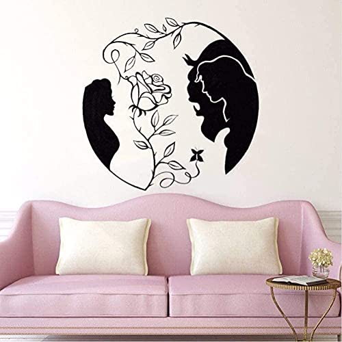 Pvc Wandtattoo Die Schöne Und Das Biest Design Rose Wandtattoo Inspirierende Aufkleber Love Art Schlafzimmer Aufkleber 42 * 41Cm