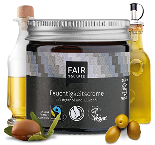 FAIR SQUARED Naturkosmetik Gesichtscreme Männer Vegan 50ml – FAIRTRADE Feuchtigkeitscreme für den Mann – Made in Germany – Herren Gesichtscreme – Olivenöl & Arganöl gegen trockene Haut