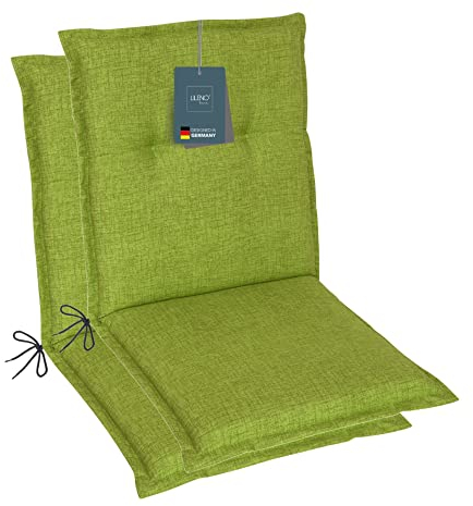 LILENO HOME Gartenstuhl Auflagen als [2er Set - Niedriglehner] in Grün - Bequeme Liegen als Sitzauflagen für Gartenmöbel - Stuhlkissen für Gartenstühle und Klappstühle