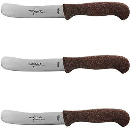 3 Stück Mojawo Scharfes Bio Frühstücksmesser Buckelsmesser Buttermesser Brötchenmesser Rostfreie Qualität 'Made in Solingen' biologisch abbaubarer Kunststoff (Kokos 80%)