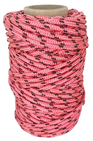 Cordon en Polyester 3mm * 25m. Cord Paracord Resistente pour Exterieur, Bracelet, Jardin et Bricolag. Rose avec Noir
