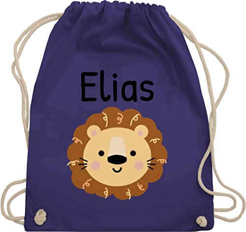 Turnbeutel Rucksack - Löwen - Süßer Löwe - Kindergarten Kita - Unisize - Lila - schulsporttasche jungen name beuteltasche stoff personalisierte taschen geschenke zum kindergartenstart leo