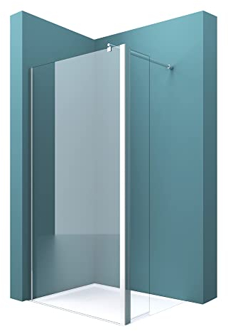 Mai & Mai Walk-In Duschwand für Dusche Duschabtrennung 130x200cm 8mm Klarglas mit 30cm Nebenteil ESG-Sicherheitsglas mit Nanobeschichtung Runder Stabilisator Bremen01K-Plus