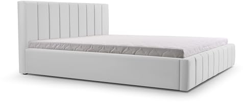 mb-moebel Polsterbett Bett mit Kopfstütze, Rahmenbettgestell, Bettkasten und Lattenrost Doppelbett Gepolsterter Kopfteil Samststoff Stauraumbett Bett 01-180x200 - Silver (Trinity 32)