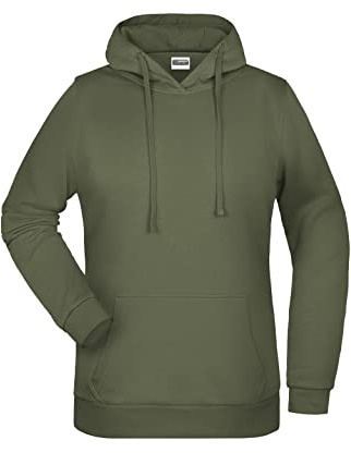James & Nicholson Damen Basic Kapuzensweat - Leicht taillierter Kapuzenpulli mit angerauter Innenseite | Farbe: olive | Grösse: L