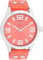 Oozoo Timepieces Damen Uhr in Silber/Koralle - Armbanduhr Damen mit Lederarmband | Hochwertige Uhr für Frauen - Edle Analog Damenuhr in rund C1073