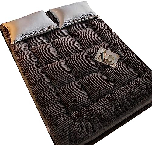 Dremdo Futon Matratze, Gepolsterte Japanische Bodenmatratze Gesteppte Bett Matratze Topper, Faltende Roll Up Gast Matratze Tragbare Schlafsaal Reise Camping Matratze,Grau,90x200cm