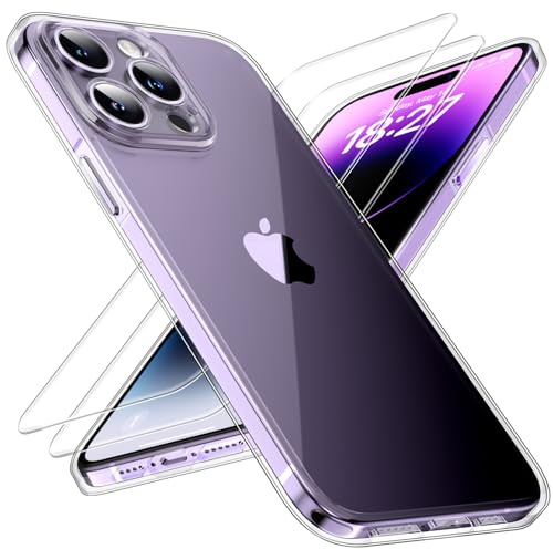 TOCOL für iPhone 14 Pro Hülle, Anti-Gelb Schutz in Militärqualität Stoßfest Kratzfest Handyhülle für iPhone 14 Pro 6,1 Zoll, Transparent