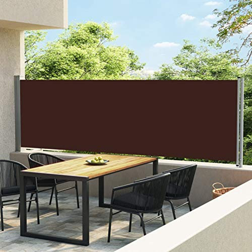 Camerina Toldo Lateral retráctil para Patio marrón 140x600 cm Toldo Corredero Pergolas Impermeables Exterior