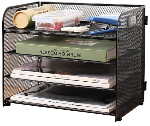 NUODWELL Schreibtisch-Organizer aus Netzstoff, 4 Ebenen, Büro-Papier-Organizer, Dokumentenhalter, A4, Papierablageschalen für Zuhause, Büro, Schule