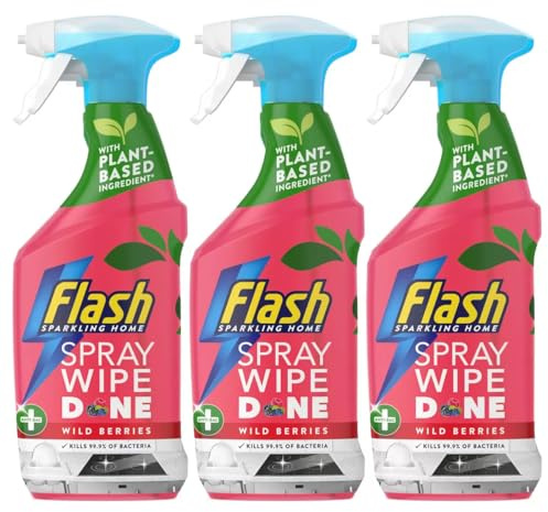 Flash Spray-Wipe-Done Kitchen Cleaner Spray (800 ml x 3) Surface Cleaner & Grease Remover -Wild Berries - Savers Pack