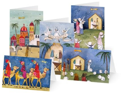 Unicef Weihnachtskarten Set (10 St., 5 Motive) Weihnachtsgeschichte - Spendenkarten Premium Klappkarten inklusive Briefumschlag - hochwertige Grußkarten für Freunde & Familie 17,5 x 11,7 cm