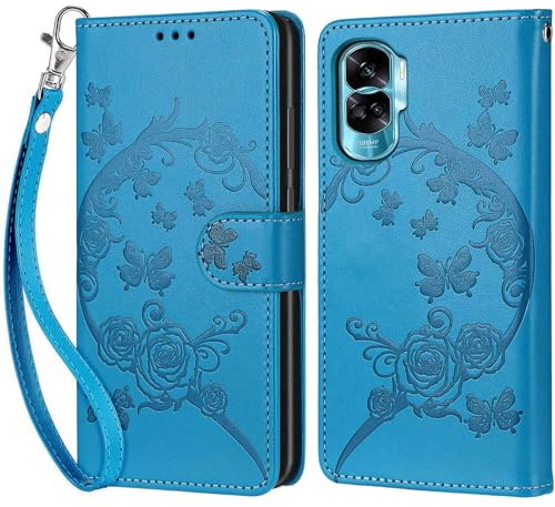Custodia per Honor 90 Lite Cover, Blu | Portafoglio in Pelle PU Retro, Antiurto Flip, Slot per Schede, Funzione Stand, Chiusura Magnetica