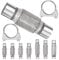 Swpeet 3Pcs 2.5 X 6 Inches Exhaust Flex Pipe with 2.5 Inches Exhaust U Clamp Kit, Universal Type Stainless Steel Double Braid Zinc Pipes Exhaust Flex Tube Ideal for Heavy Duty and Cars