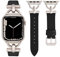 Wearlizer Leather Band Compatible with Apple Watch Strap Women 42mm 44mm 45mm 49mm Ultra 2, Dressy Fancy Leather Strap for iWatch Bands Series 9 8 SE 7 6 5 4 3 2 1 Black/Starlight Buckle
