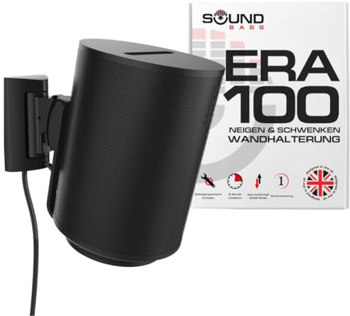 Sound bass ERA100 Wandhalterung neig- und schwenkbar, schwarz, einzeln (1 Stück), kompatibel mit Sonos ERA 100, mühelose Installation, inklusive Montageset