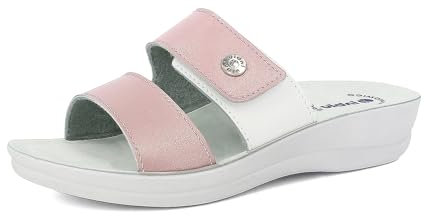 inblu Ciabatte Donna Anatomiche Comfort con Fascia a Strappo Linea Benessere Traspirante Morbide Aperta VR0063 (Rosa, 39)