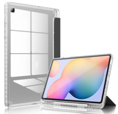 DAORANGE Case for Samsung Galaxy Tab S6 Lite 10.4 Inch 2024/2022/ 2020 with S-Pen Holder, Ultra Slim Galaxy Tab S6 Lite 10.4 Case with Highly Transparent Back Cover, Auto Sleep/Wake (Black)