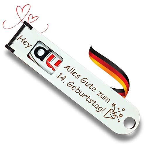 14. Geburtstag Geschenkbox Set - Originelle DUPLO Schokoriegel Geschenkidee mit Geldschein-Fach zum Personalisieren, Perfektets Teenager Geschenk (14. Geburtstag)