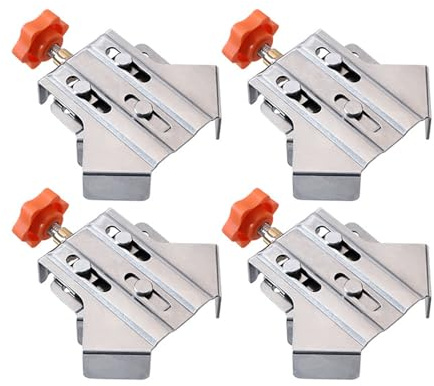 Lot de 4 Pinces D'angle Polyvalentes à 90 Degrés en Acier Inoxydable, Serrage à Angle Droit en Forme de T, Outil de Serrage D'angle à Poignée Unique, Mâchoire Pivotante Réglable