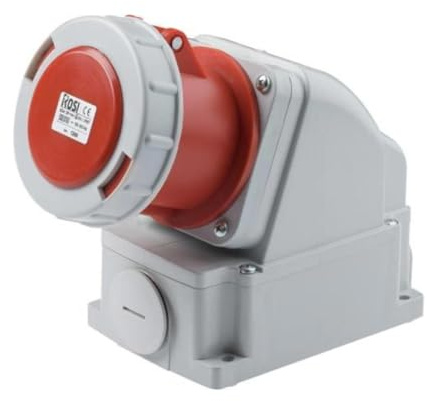 Prise murale industrielle 380 V 400 V 415 V, 5 pôles 3P+N+T, 63 A, IP67 - Rosi 1001269