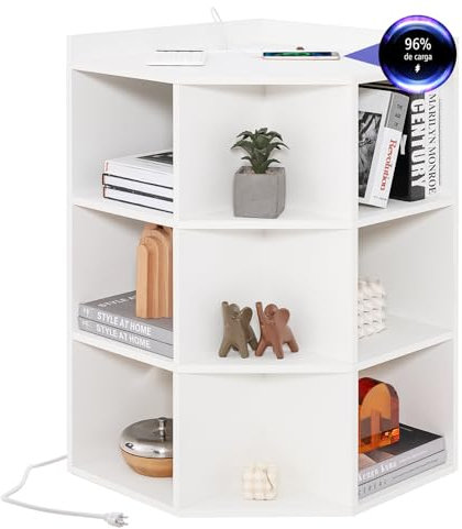 COSTWAY Armario Esquinero con Estación de Carga, Mueble Esquinero de 3 Niveles, 9 Cubículos, Mueble Esquina Dormitorio Salon Cocina, 51 x 71,5 x 86 cm (Blanco)